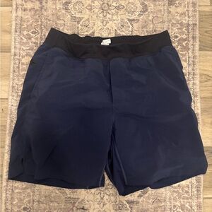 Fabletics Men's Navy Blue Athletic Shorts with Black Waistband